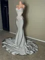 Exquisite Sheath Sweetheart Appliques Lace Court Train Jersey Dress